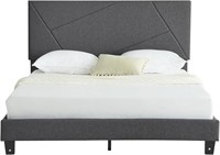 Upholstered Platform Bed Frame  Queen Size