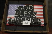 “god bless america” neon sign (lobby)
