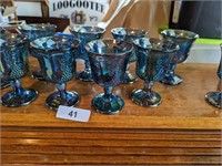 (11) Grapevine Pattern Carnival Glass Goblets