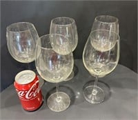 5 Delicate Stemmed Large Glass Wine Glasses