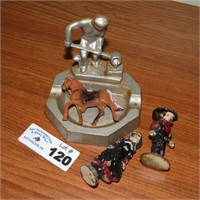 Miniature Cast Iron Amish Figures & Ashtray