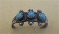 Zuni Sterling Silver Turquoise Ring - Hallmarked