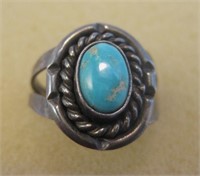 Navajo SS Turquoise Ring - Tested