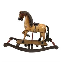 Vintage Wood Carved Rocking Horse