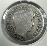 1908-S Silver Barber Dime