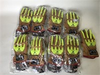 8 pairs - Leather Anti-Impact Work Gloves