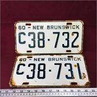 Lot Of 2 1960 New Brunswick License Plates