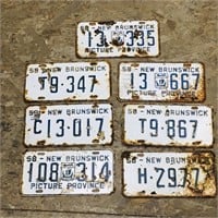 Lot Of 7 1958 New Brunswick License Plates