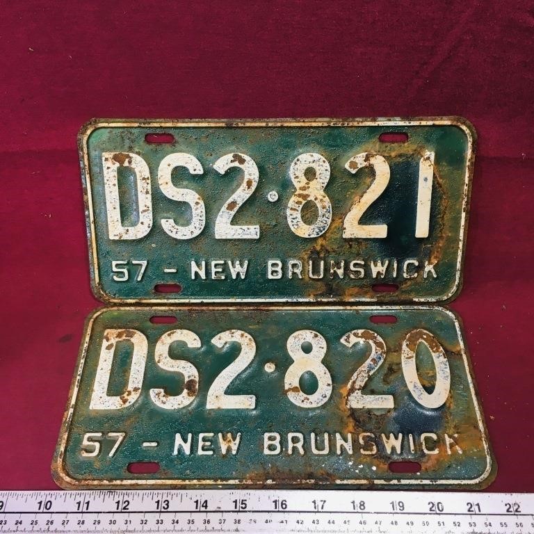 Lot Of 2 1957 New Brunswick License Plates