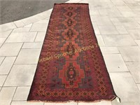 ORIENTAL  WOOL RUNNER - BURGUNDY, BLUE AND YELLOW