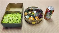 Box & Can of Assorted Buttons