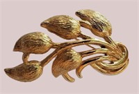 VINTAGE SIGNED "MONET" GOLD FLORAL BROOCH