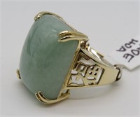 14KT Gold Jade Ring - Size 7.5