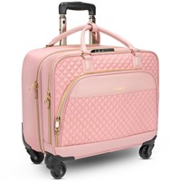 Rolling Laptop Bag For Women, 17.3 In Pink
