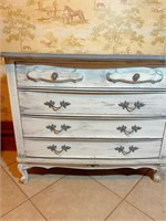 Distressed 3 drawer dresser- grey & white