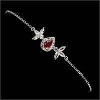 Heated Pear Ruby Cz Gemstone 925 Sterling Silver J