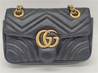 GG Black Quilted Leather Half-Flap Gold Hardware