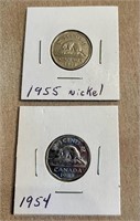 1954 & 1955 5 CENT