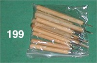 Bag of chip carving chisels with wooden handles
