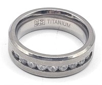 Titanium Ring with Clear Stones