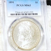 1891 Morgan Silver Dollar PCGS - MS63