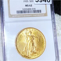 1925 $20 Gold Double Eagle NGC - MS62