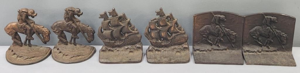 Cast Iron Bookends incl End of the Trail