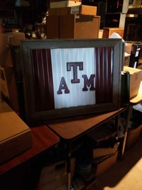 Wood and metal Texas A&M sign sign