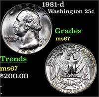 1981-d Washington Quarter 25c Grades GEM++ Unc