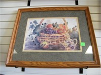 FRAMED PRINT OF FRUIT BASKET