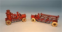 2 Antique Cast Iron Fire Department Truck Toys