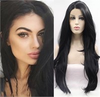 30 IN LONG BLACK WAVY WIG SYNTHETIC LACE