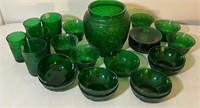 R - 32 PIECES VINTAGE GREEN GLASS (B69)