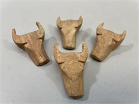 4 Vintage BSA Boy Scouts Hand Carved Bull