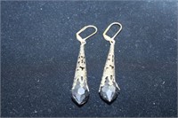 Pair of Dangle Earrings with Black Stone