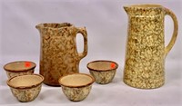 Sponge ware: Pitcher - straw flower design ,
