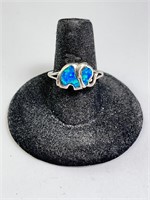 Sterling Signed Opal Inlaid Ring (Gorgeous) 3 Gr