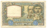 French 20 Franc Note - 1940