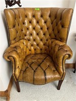 Leather Wing-back chair 44” X 32” Nice
