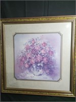 Julia Crainer Signed Roses in Vase Print Vintage