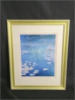 Vintage Matted Frame with Lily pad & Pond Print
