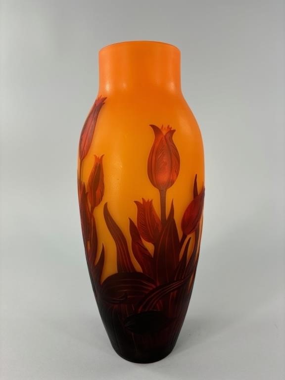 Cameo Orange Glass Vase