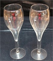 Pair of Crystal Long Stem Wine Glasses