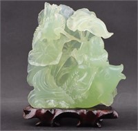 Jade Carving of Fish and Lily Pads