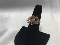 14K Custom Made Ring with Coral Cabochon
