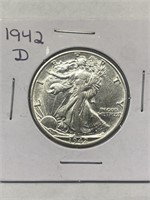 1942-D Silver Walking Liberty Half Dollar