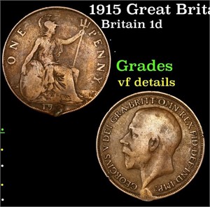 1915 Great Britain Penny KM# 810 Grades vf details