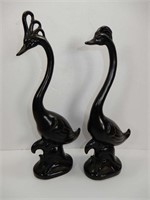 Pair of Black Swan Figurines