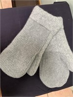 Grey Adult Wool Handmade Mittens
