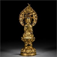 A Chinese Bronze-gilt Buddha